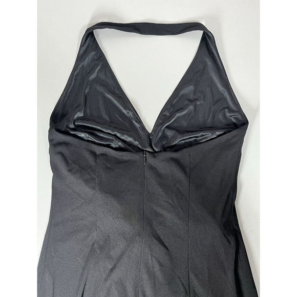 Vintage David Meister Cocktail Dress 8 Black Halter Sheath Ruffle Evening USA - Picture 4 of 10